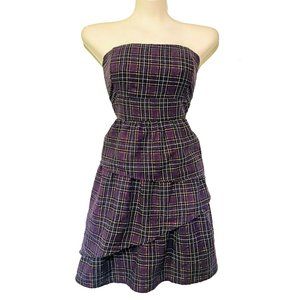 NWT Rare Vintage Torrid Sexy Purple Plaid Strapless Goth Pleated Dress Size 16